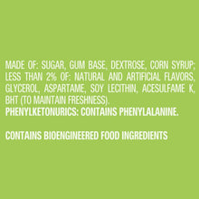 Doublemint gum ingredient panel with text listing sweeteners and additives