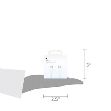 USB-C charge cable retail package with cable diagram and size marks