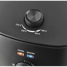Air fryer control panel with temperature markings and heating indicator lights