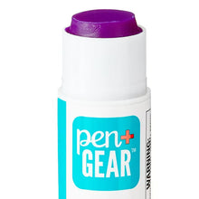 pen+GEAR glue stick with teal label and purple disappearing tip on white barrel