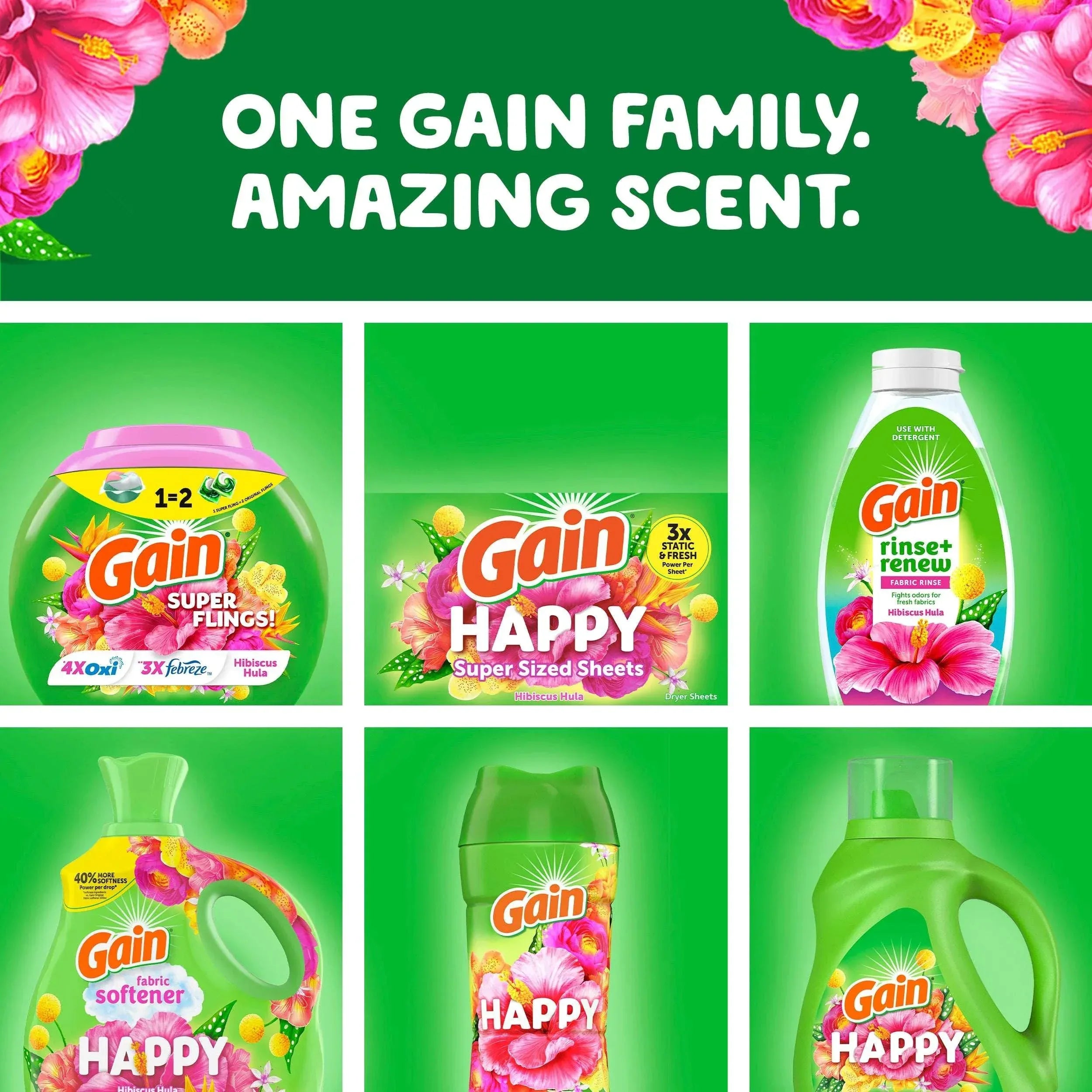 Gain Liquid Laundry Detergent, Happy, 88 fl oz, 61 Loads, HE
