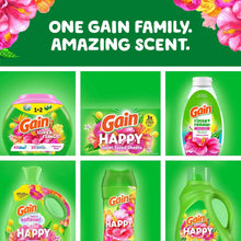 Assorted Gain Happy laundry detergent packages shown in a product grid