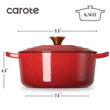 Carote red enamel cast iron dutch oven with lid, side handles, 9.5 in