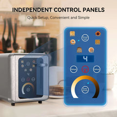WHALL 2 Slice Toaster, Touchscreen Toasters with Stainless Steel, Wide Slots, Bagel, Defrost, 850W - USA MEGA SHOP