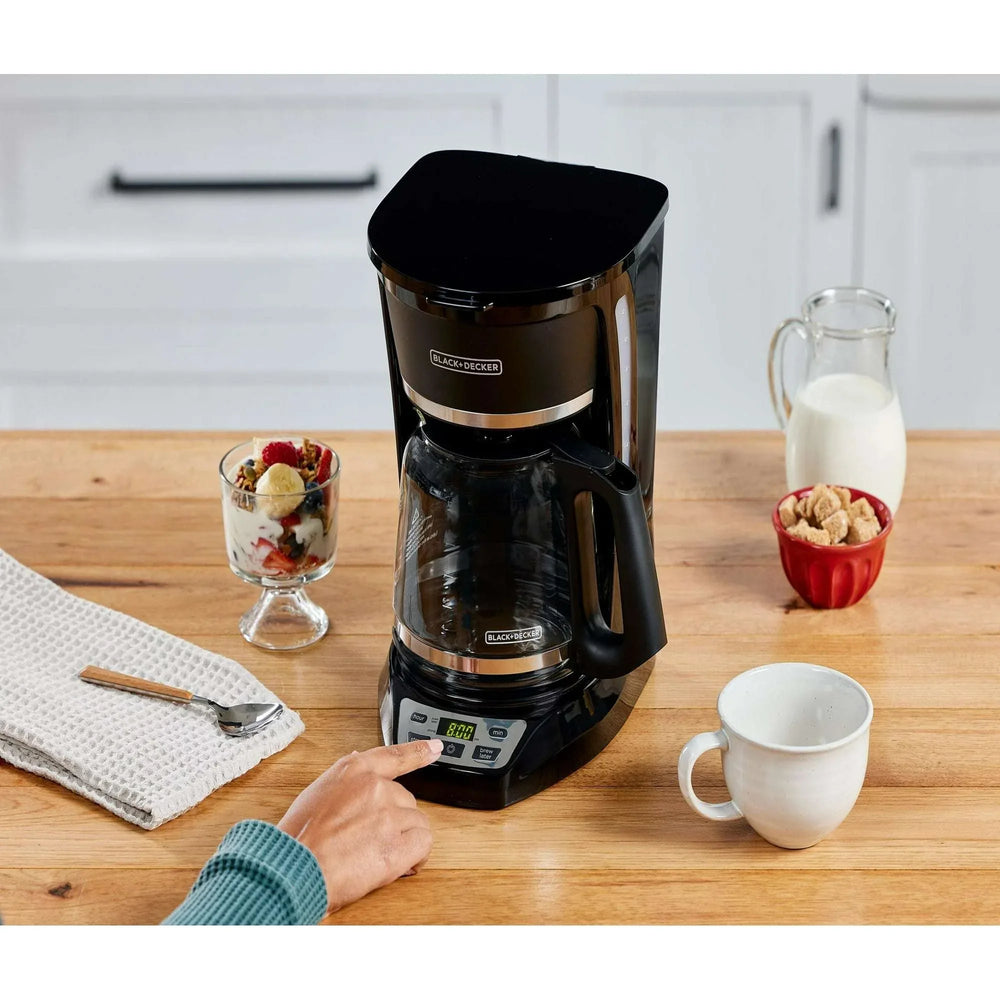 BLACK+DECKER Programmable 12-Cup Drip Coffee Maker with Custom Brew Strength, Black - USA MEGA SHOP