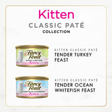 Kitten classic pate collection card showing cans for tender turkey and ocean whitefish