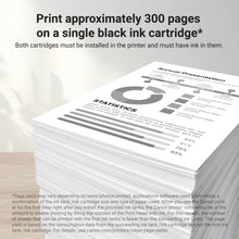 Black ink cartridge page showing about 300 pages and installation notes