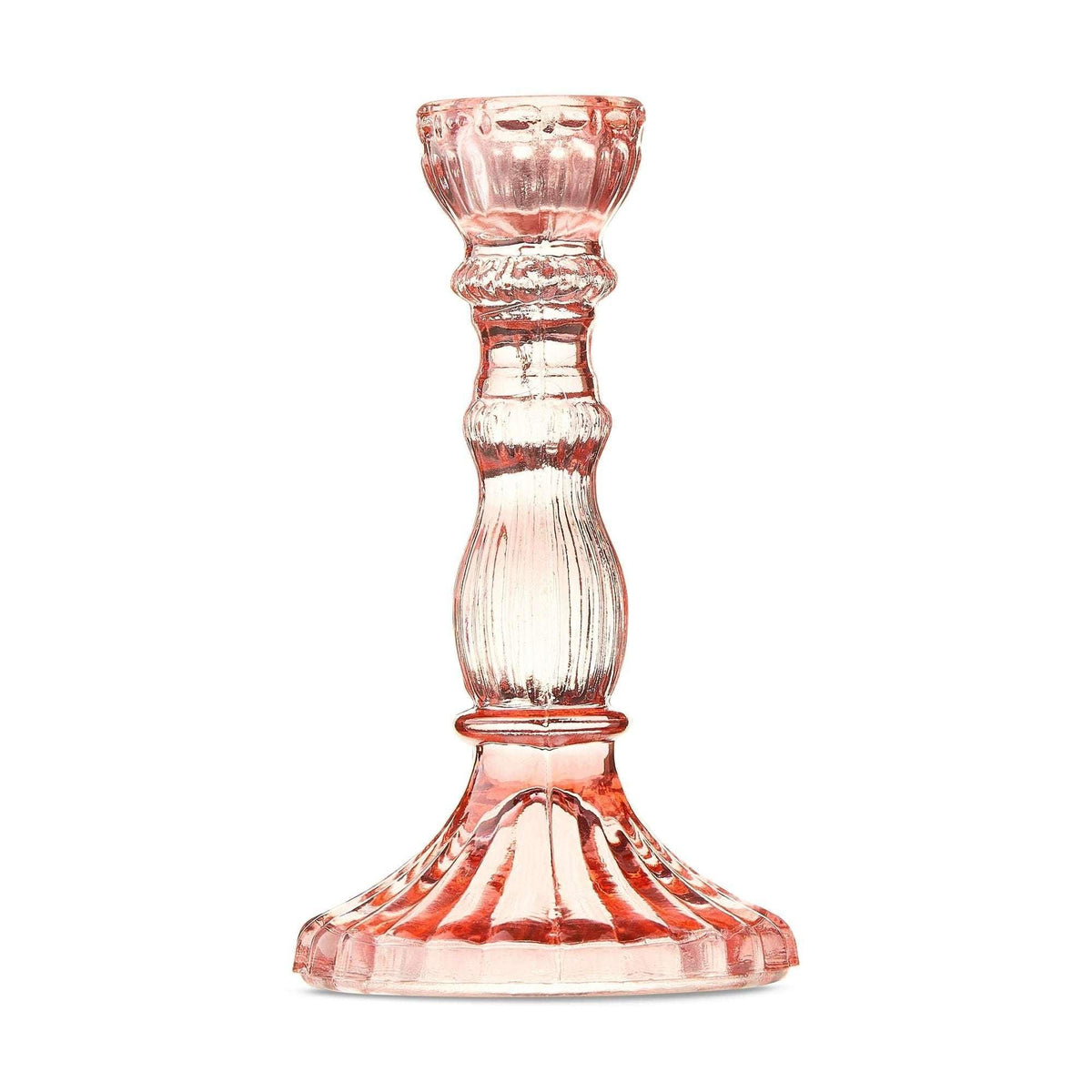 Glass Taper Candle Holder, Pink, 6", Valentine's Day by Way To Celebrate