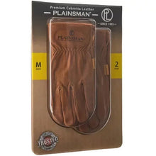 Plainsman cabretta leather gloves, brown, size M, in pair packaging