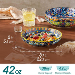 Malacasa Pasta Bowls, Ceramic Salad Bowls Set of 6, 42 oz Large Corlorful Serving Bowls for Kitchen, Dishwasher Microwave Safe Soup Bowls Set, Pasta Plates - USA MEGA SHOP