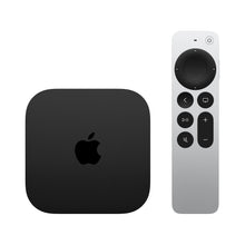 Apple TV 4K streaming box (black) with silver remote control