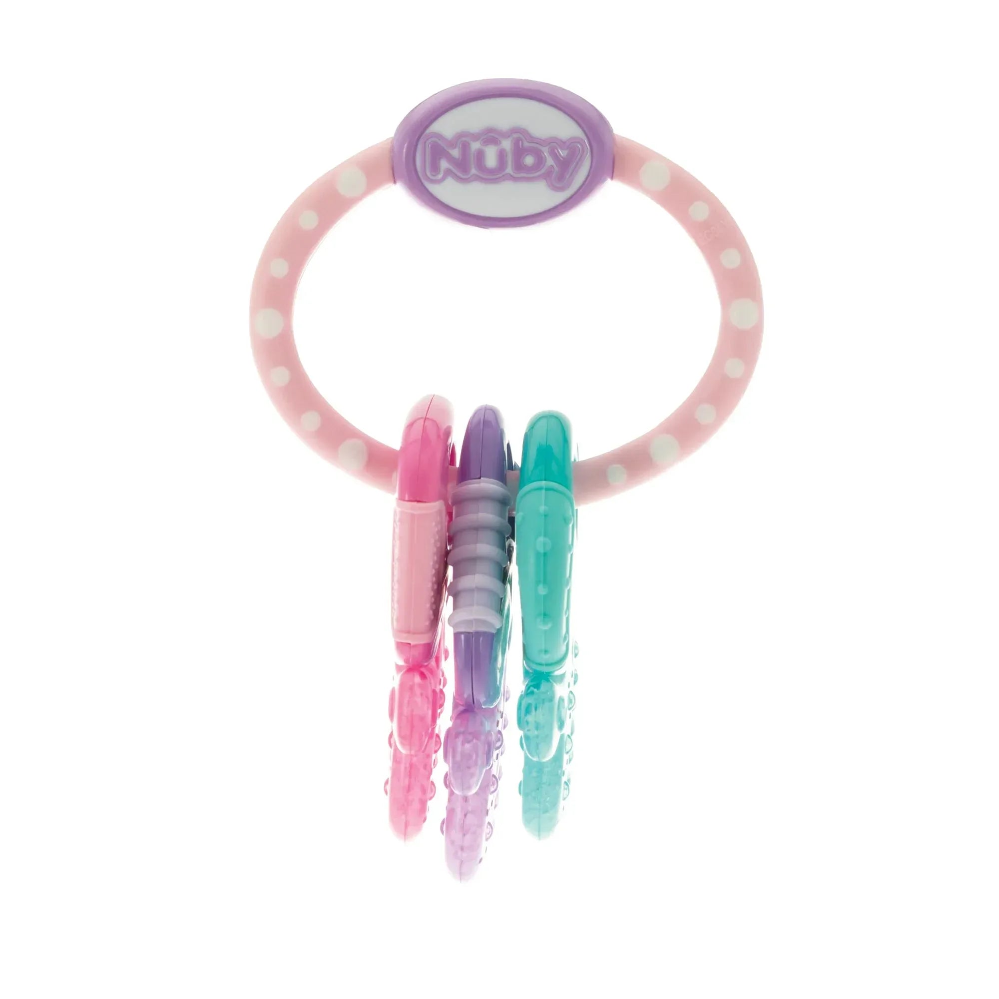 Nuby IcyBite Textured and Soothing Teether for Baby, Multicolor Keys on a Ring