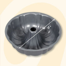Non-stick fluted bundt cake pan, dark gray with center tube hole, 6 in