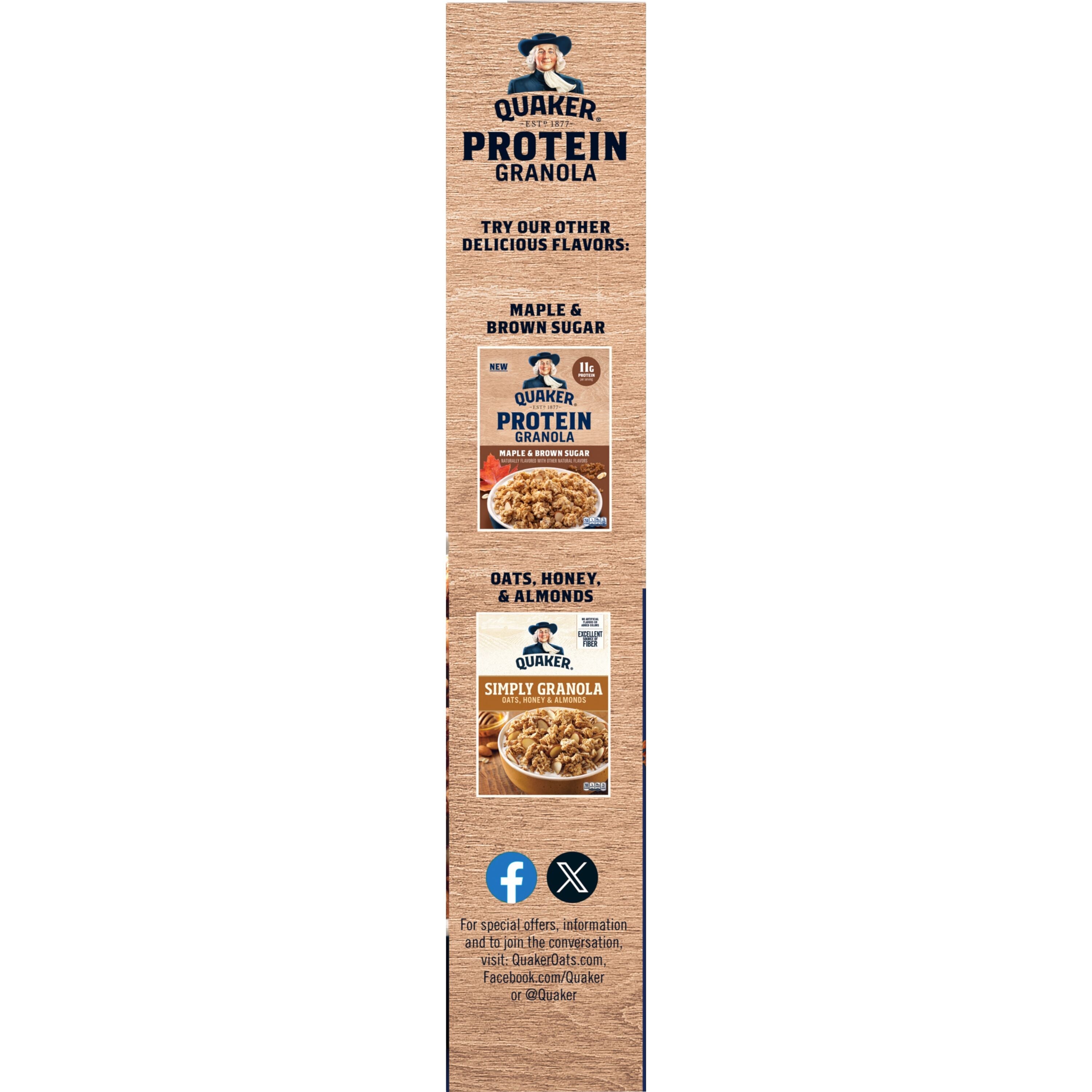 Quaker Protein Granola Oats Chocolate & Almonds, 18 oz Single Pack