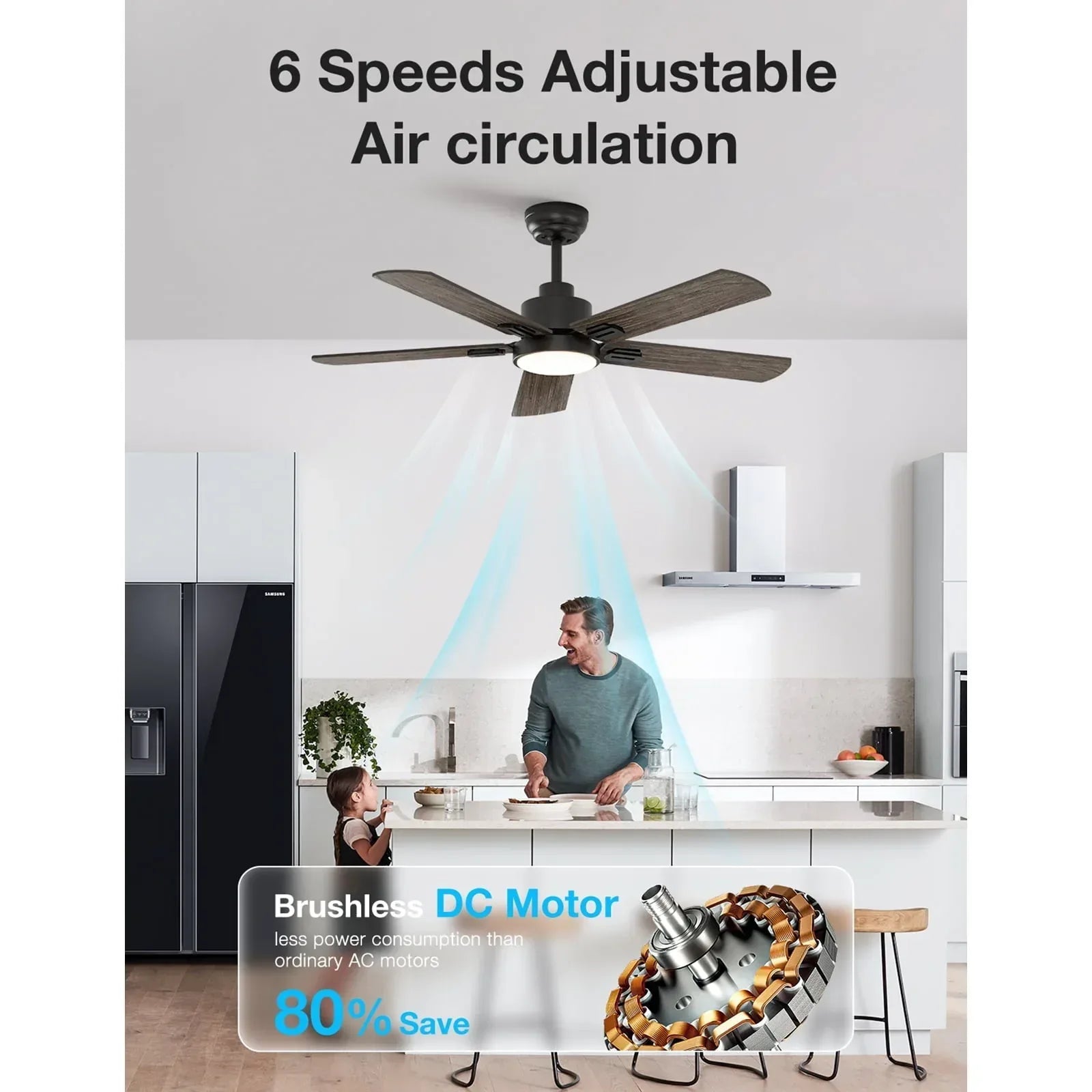 Warmiplanet 52" Black Ceiling Fan with Light and Remote Control - USA MEGA SHOP