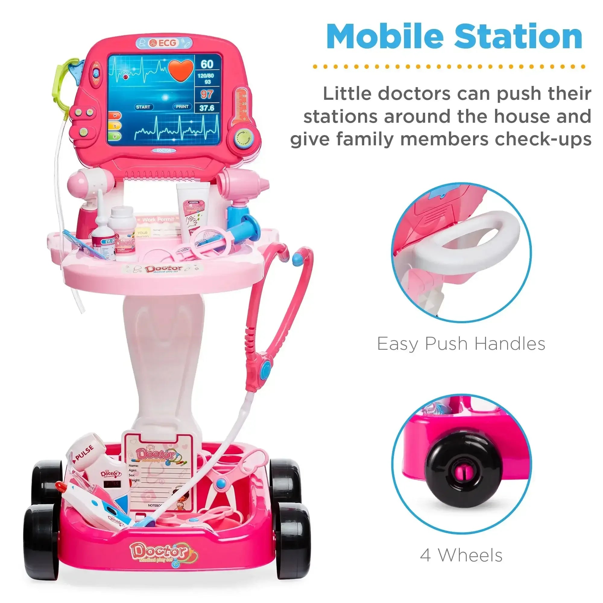 Best Choice Products Play Doctor Kit for Kids, Pretend Medical Station Set with Carrying Case, Mobile Cart - USA MEGA SHOP