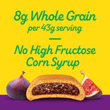 Fig bar package front showing whole grain and no high fructose corn syrup