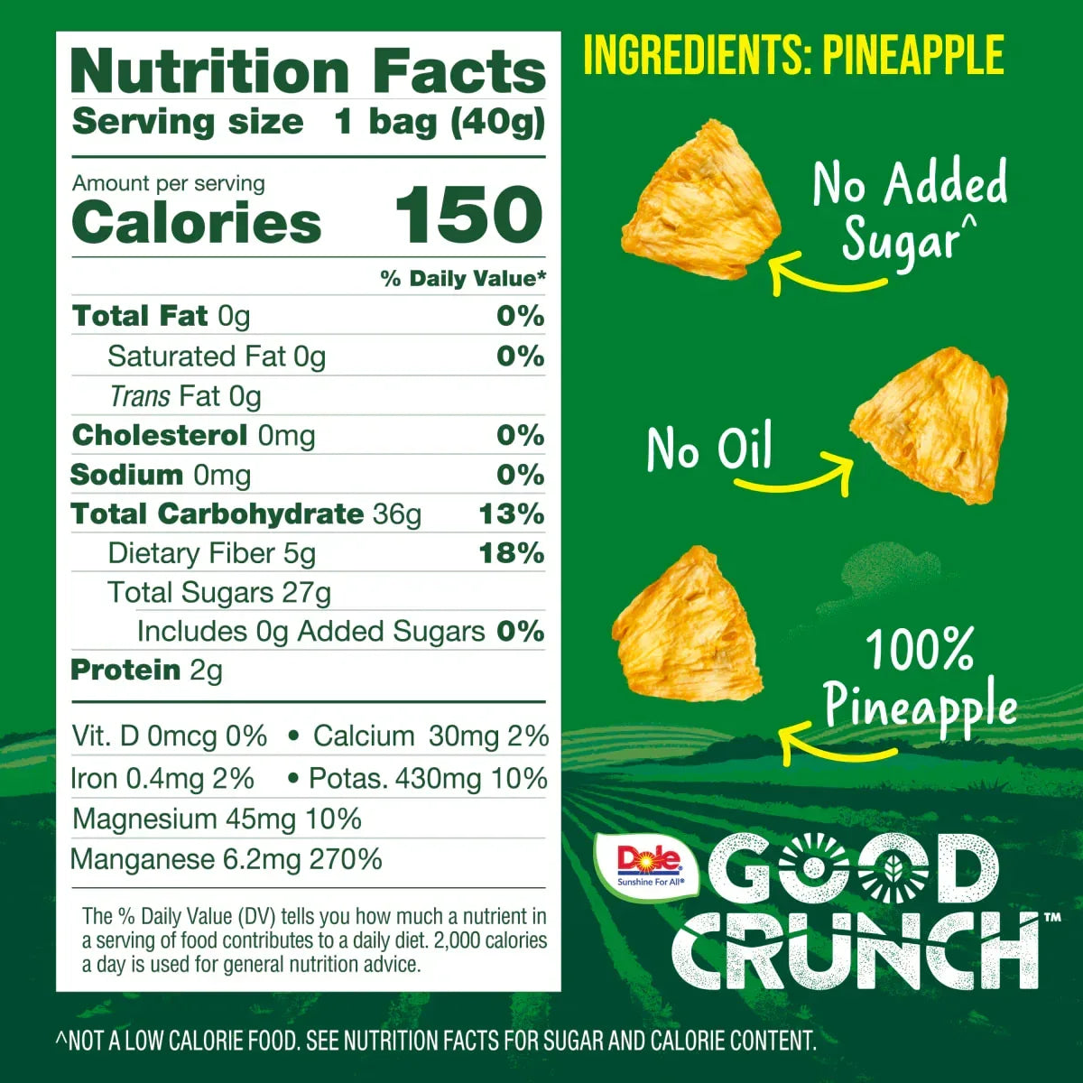 Dole Good Crunch Original Pineapple Bites, Made with All Natural Fruit, 1.4 oz
