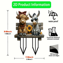 Outdoor acrylic animal-shaped flower pot planter with cow and donkey figures and two stakes