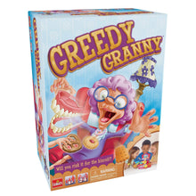 Greedy Granny board game box showing cartoon granny and warning label