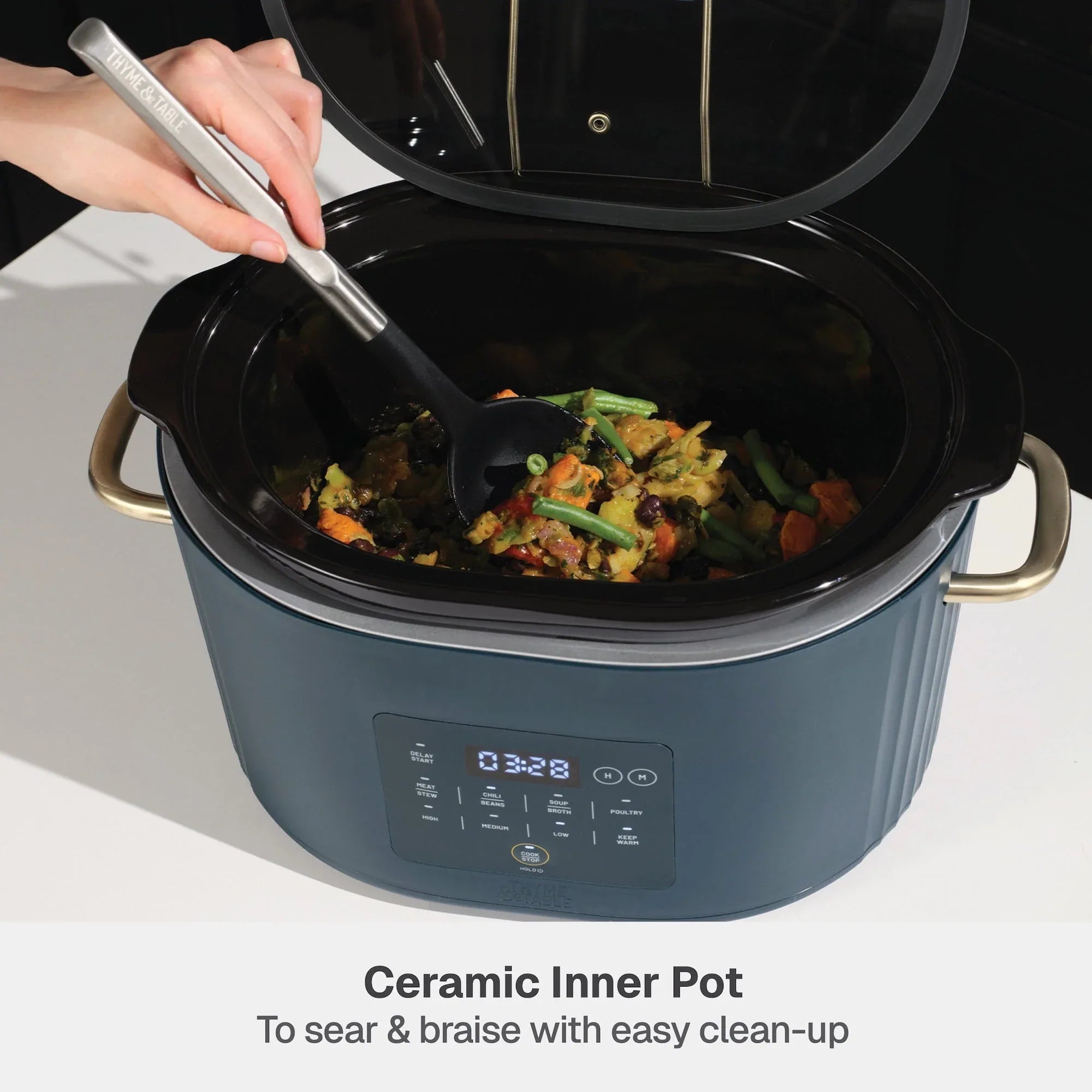Thyme & Table 6QT Programmable Slow Cooker, Atlantic Blue - USA MEGA SHOP