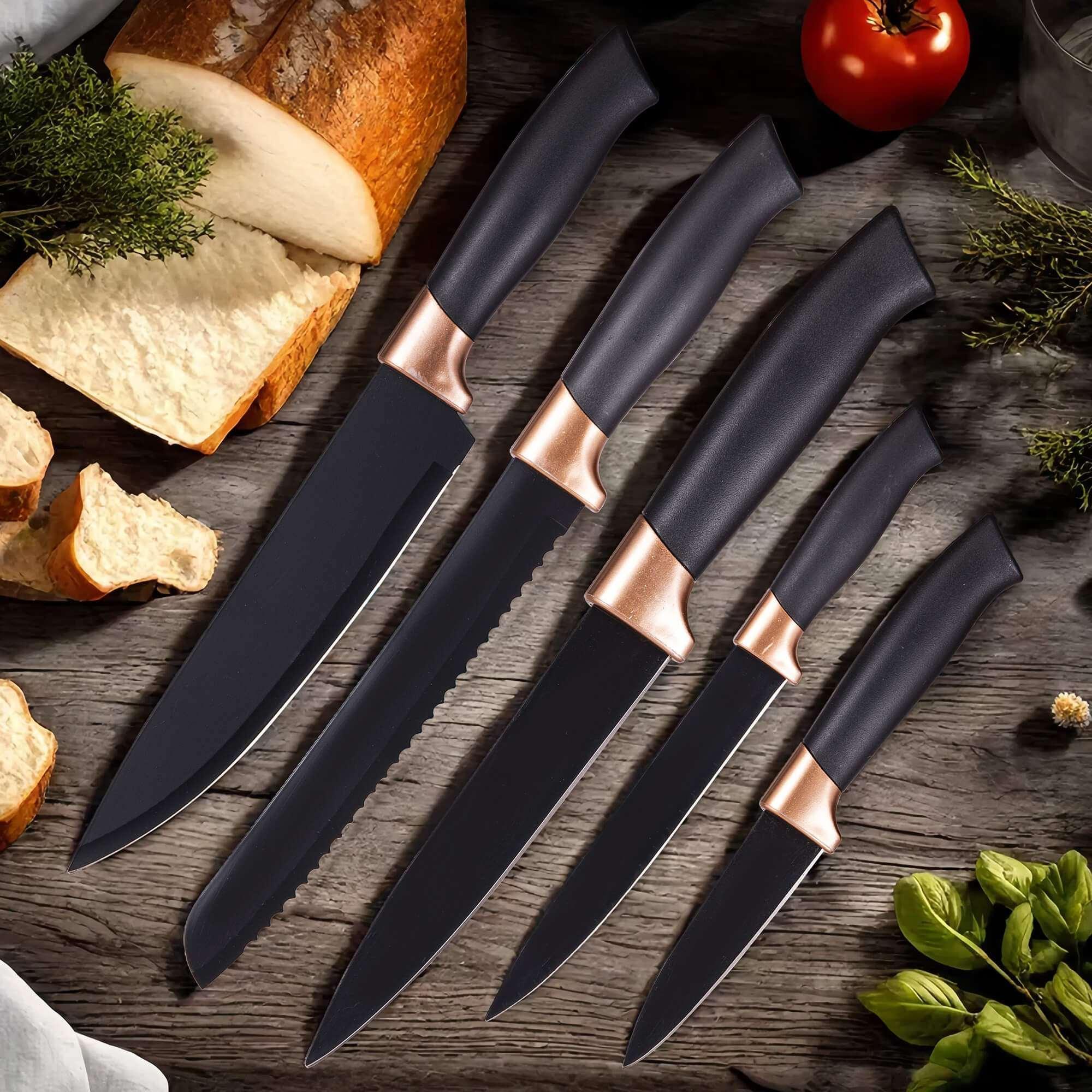 HEESEM 19-Piece Silicone Kitchen Utensil & Knife Set - Heat-Resistant Cooking Tools Non-Stick Safe Gift for Mom or Women Black