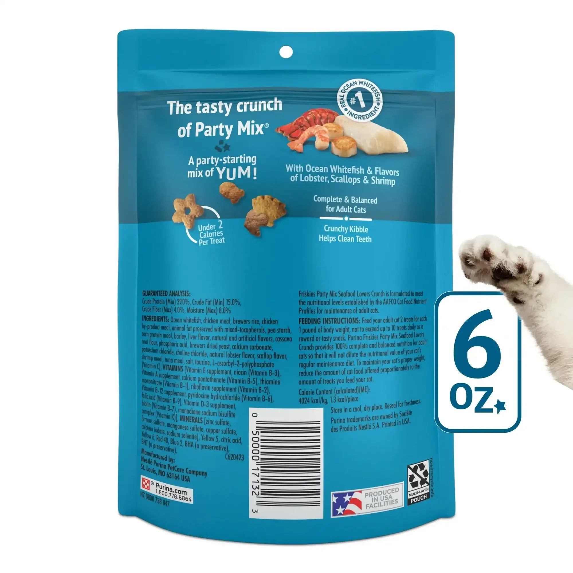 Purina Friskies Party Mix Seafood Lovers Crunch, Cat Treats, Scallop, Lobster, & Shrimp, 6 oz Bag - USA MEGA SHOP