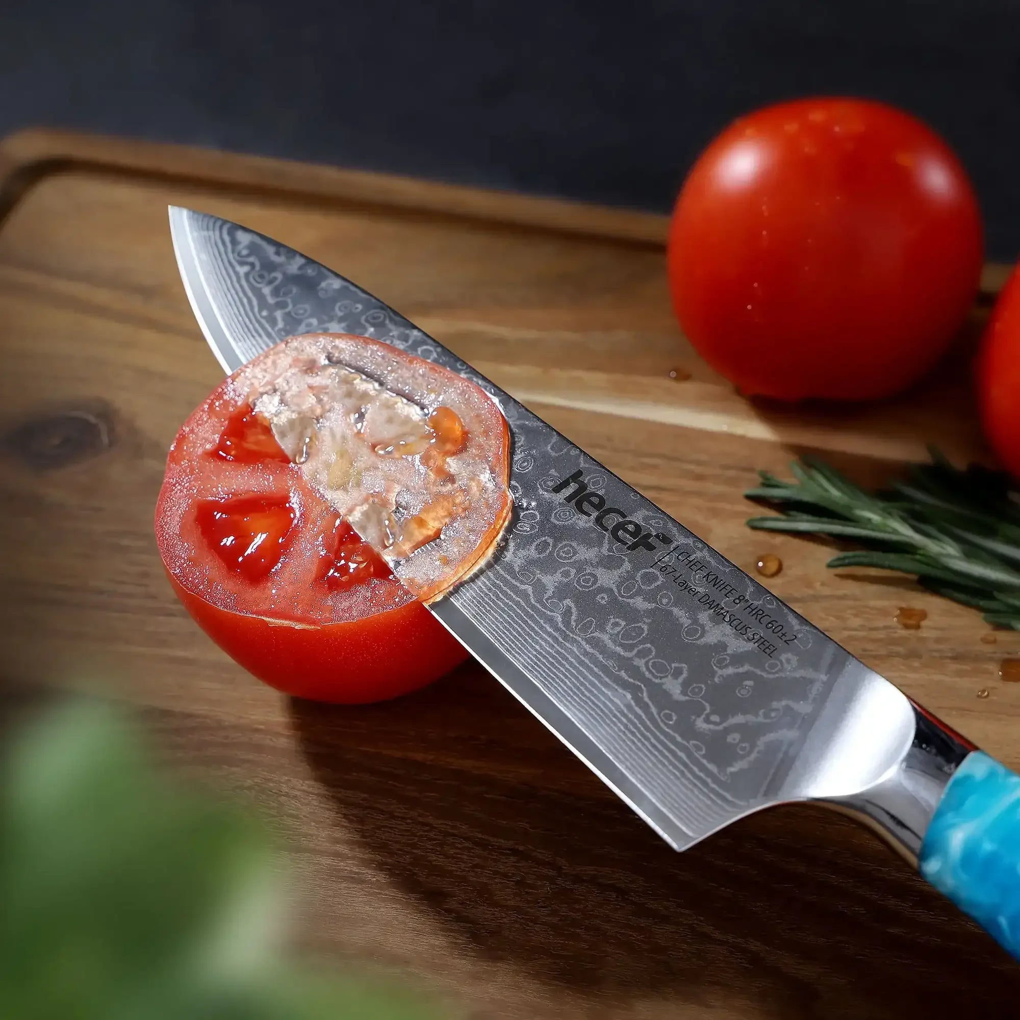 Hecef 8-Inch Chef Knife, Japanese Damascus Steel Blade with Resin Handle - USA MEGA SHOP