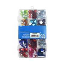 Gemstone beads assortment case back view with multicolor gem shapes