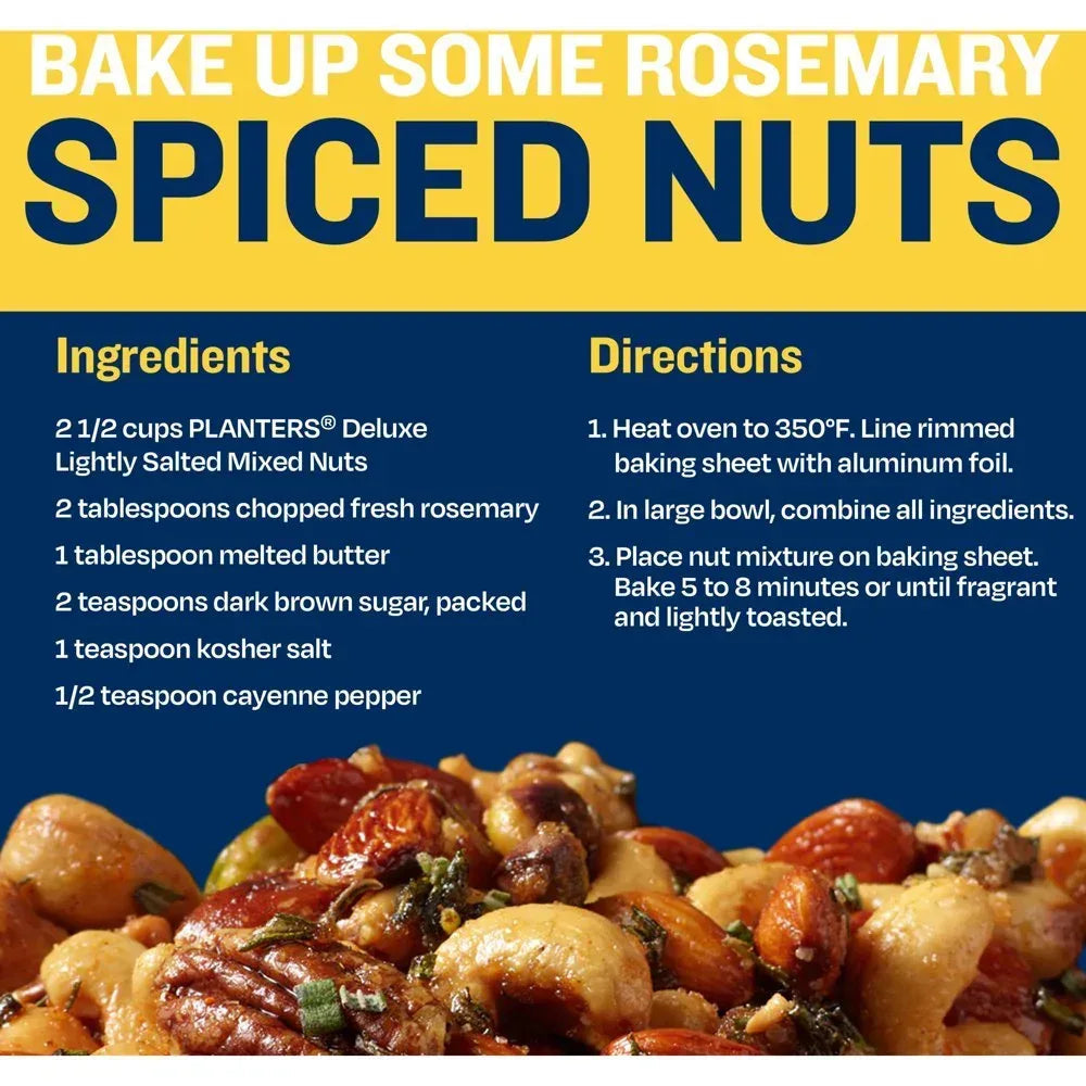 Deluxe Lightly Salted Mixed Nuts, Party Snacks, Plant-Based Protein 15.25Oz (1 Canister)