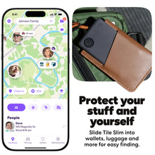 Black Tile Slim 2024 slid into a wallet slot with rounded edge corners