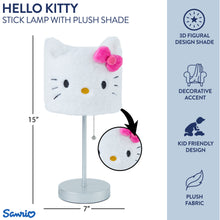 Hello Kitty plush stick lamp, white shade with pink bow on round base
