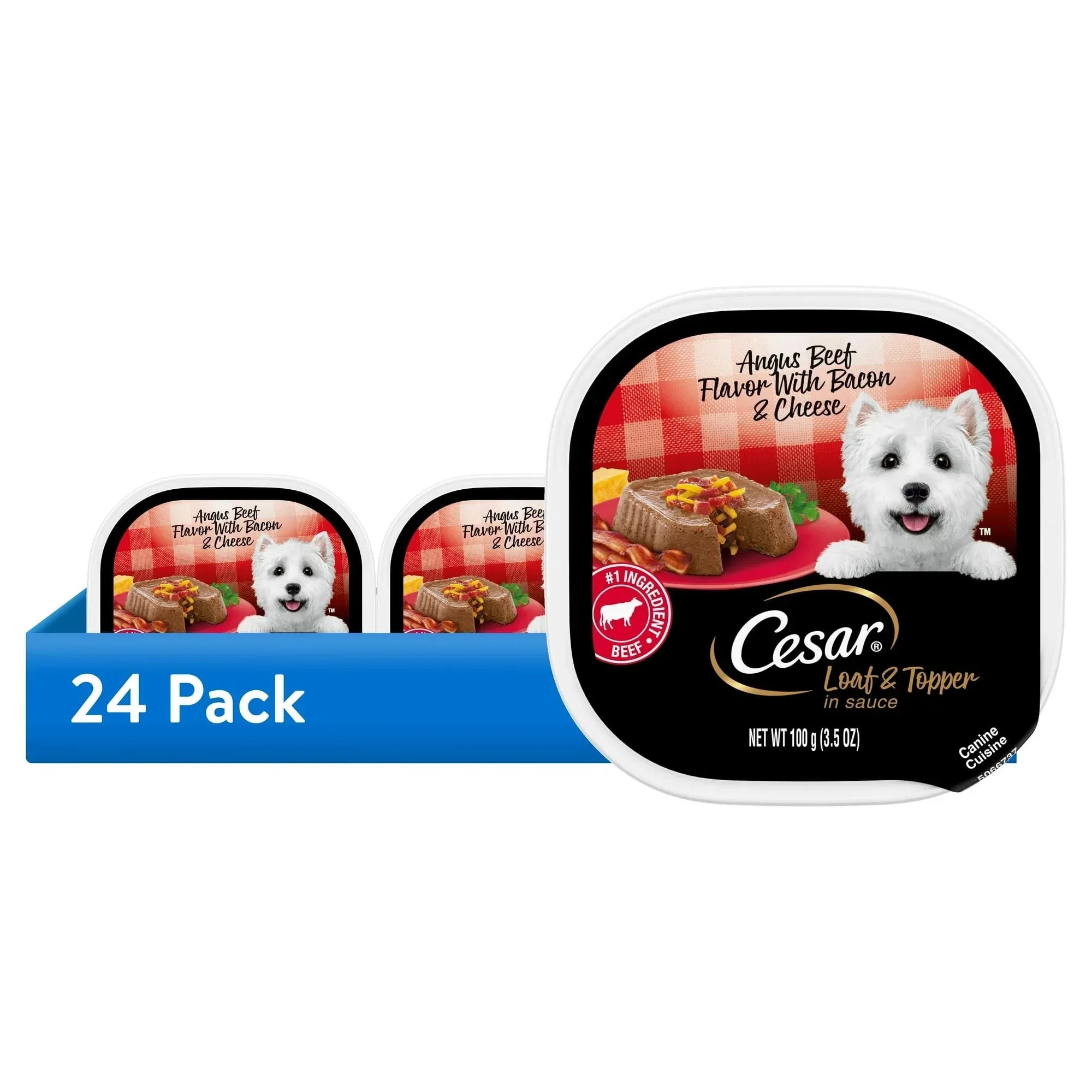 Cesar Loaf And Topper Angus Beef With Bacon And Cheese Wet Dog Food, 3.5 Oz Tray