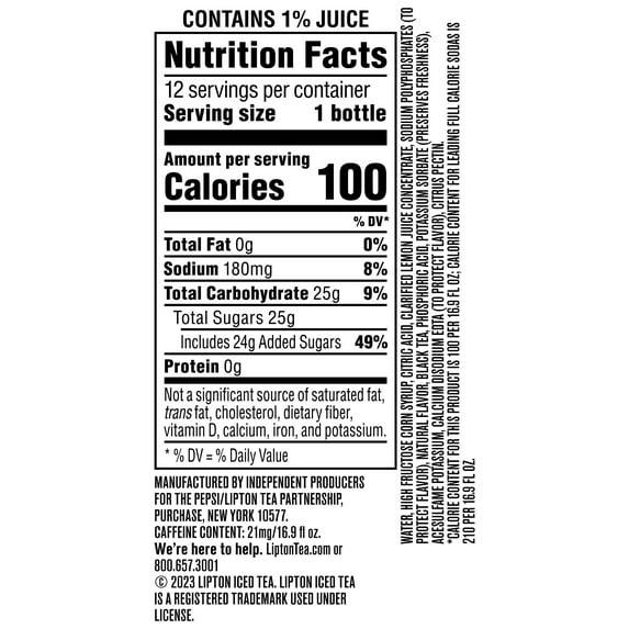 Lipton Lemon Iced Tea, 16.9 fl oz, 12 Pack Bottles