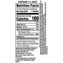Nutrition Facts label for iced tea lemon with 12 servings per container