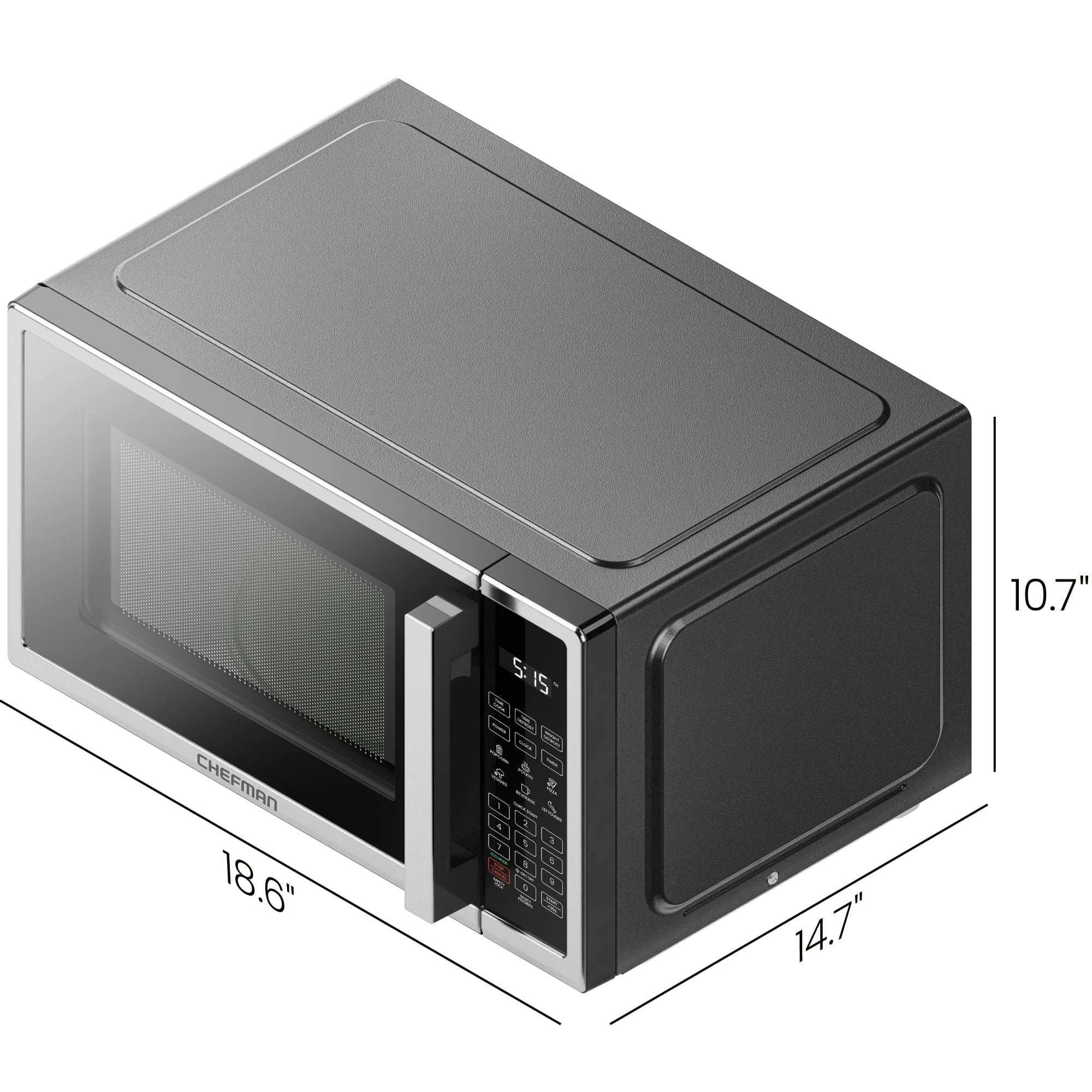 Chefman 0.9 Cu ft Countertop Microwave Oven, 900 Watts - Stainless Steel - USA MEGA SHOP