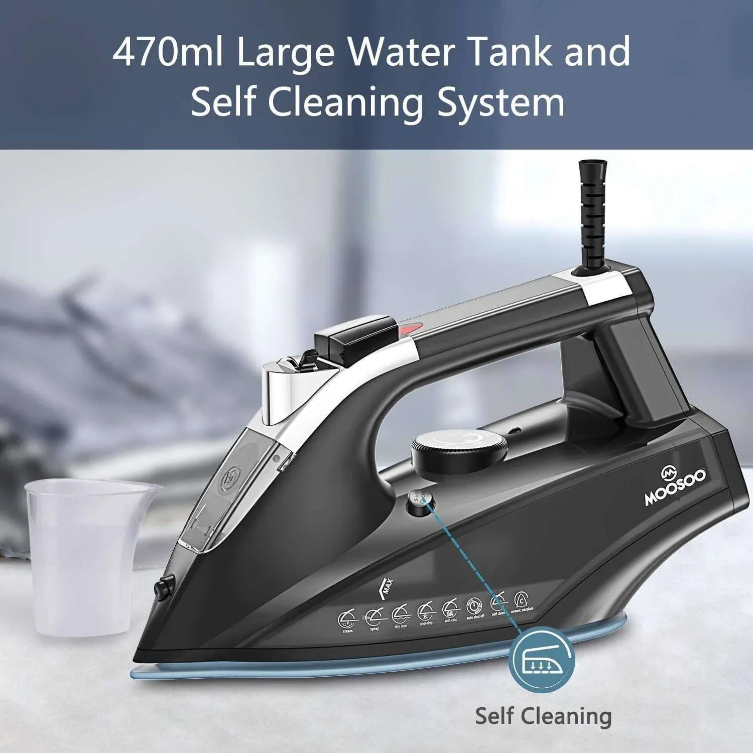 Moosoo Steam Iron 1800W Dry Iron Lightweight Anti-drip Iron with Auto-Off, ST1800 - USA MEGA SHOP