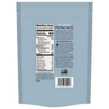 Lightly salted pistachios pouch back with Nutrition Facts and barcode label