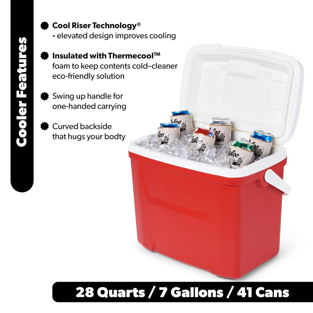 Igloo 28 QT Laguna Ice Chest Cooler, Red - USA MEGA SHOP