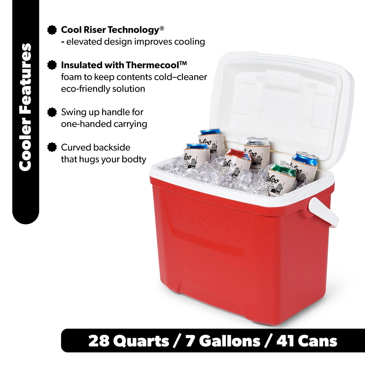 Igloo 28 QT Laguna Ice Chest Cooler, Red - USA MEGA SHOP