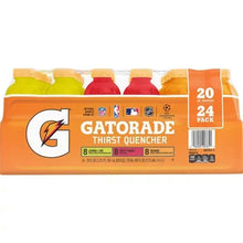 Sports drink variety pack carton front showing Gatorade Thirst Quencher and 24 pack