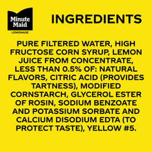 Lemonade ingredients panel listing filtered water and lemon juice