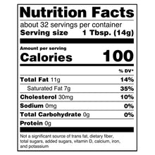 Unsalted butter Nutrition Facts panel: 1 tbsp (14g) serving, 100 calories