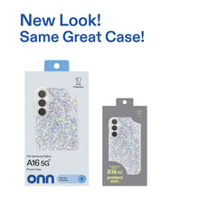 Iridescent glitter fleck phone case product display card for Galaxy A16 5G
