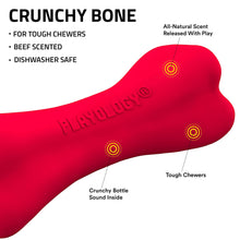 Red crunchy dog bone with beef scent and bottle sound inside