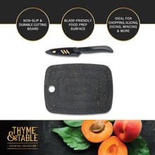 Speckled bar board and black knife set with round hanging hole, 2-piece set