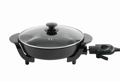 Mainstays 12" Round Ceramic Skillet, Black,Nonstick, 1200W, Removable Temp Control, Dishwasher Safe - USA MEGA SHOP