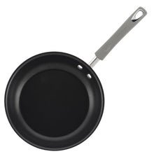 Black nonstick frying pan skillet with long handle and riveted interior