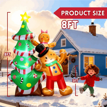 Outdoor inflatable gingerbread man and Christmas tree set with 8 ft and 3 ft size