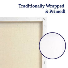 Primed stretched canvas panel with stapled edge, ready for painting